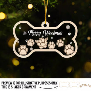 Merry Woofmas - Dog Personalized Custom 3 Layers Shaker Ornament - Christmas Gift For Pet Owners, Pet Lovers