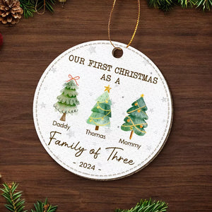 A Family That Laughs Together, Stays Together - Family Personalized Custom Leather Ornament - Christmas Gift For Family Members, Baby Kids, Newborn Baby