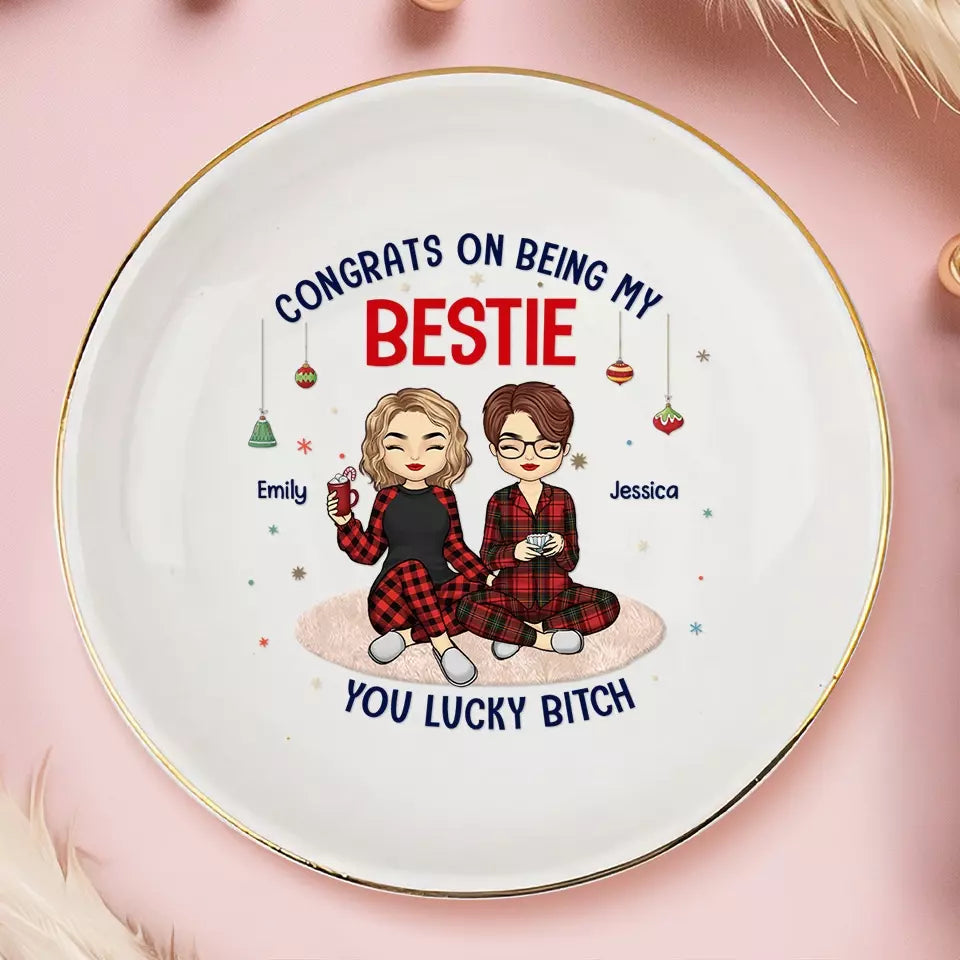 Christmas Lights And Best Friend Vibes - Bestie Personalized Custom Jewelry Dish - Christmas Gift For Best Friends, BFF, Sisters