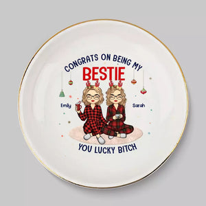 Christmas Lights And Best Friend Vibes - Bestie Personalized Custom Jewelry Dish - Christmas Gift For Best Friends, BFF, Sisters