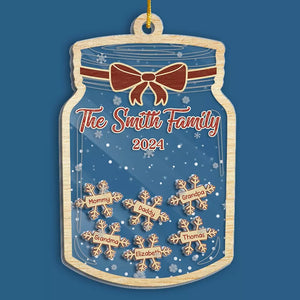 Wishing You Joy, Love And Togetherness - Family Personalized Custom 3 Layers Shaker Ornament - Christmas Gift For Family Members