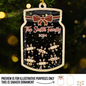 Wishing You Joy, Love And Togetherness - Family Personalized Custom 3 Layers Shaker Ornament - Christmas Gift For Family Members