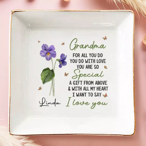 Grandma Completes The Circle Of Love - Family Personalized Custom Jewelry Dish - Gift For Grandma