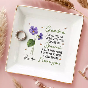 Grandma Completes The Circle Of Love - Family Personalized Custom Jewelry Dish - Gift For Grandma