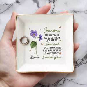 Grandma Completes The Circle Of Love - Family Personalized Custom Jewelry Dish - Gift For Grandma