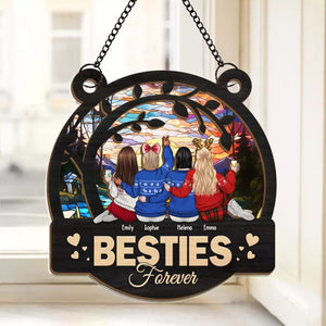 Friends Are Relatives You Make For Yourself - Bestie Personalized Window Hanging Suncatcher - Christmas Gift For Best Friends, BFF, Sisters