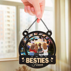 True Friends Are Great Riches - Bestie Personalized Window Hanging Suncatcher - Gift For Best Friends, BFF, Sisters