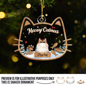 Happy Pawlidays - Cat Personalized Custom 3 Layers Shaker Ornament - Christmas Gift For Pet Owners, Pet Lovers