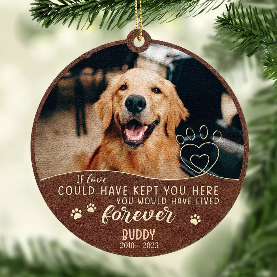 Custom Photo And Tonight I’ll Fall Asleep, With You In My Heart - Memorial Personalized Custom Leather Ornament - Christmas Gift, Sympathy Gift For Pet Owners, Pet Lovers