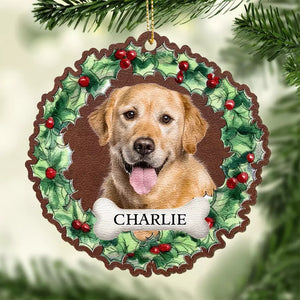 Custom Photo No Longer By My Side, But Forever In My Heart - Memorial Personalized Custom Leather Ornament - Christmas Gift, Sympathy Gift For Pet Owners, Pet Lovers