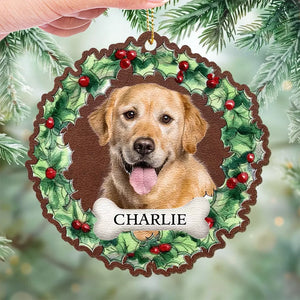 Custom Photo No Longer By My Side, But Forever In My Heart - Memorial Personalized Custom Leather Ornament - Christmas Gift, Sympathy Gift For Pet Owners, Pet Lovers