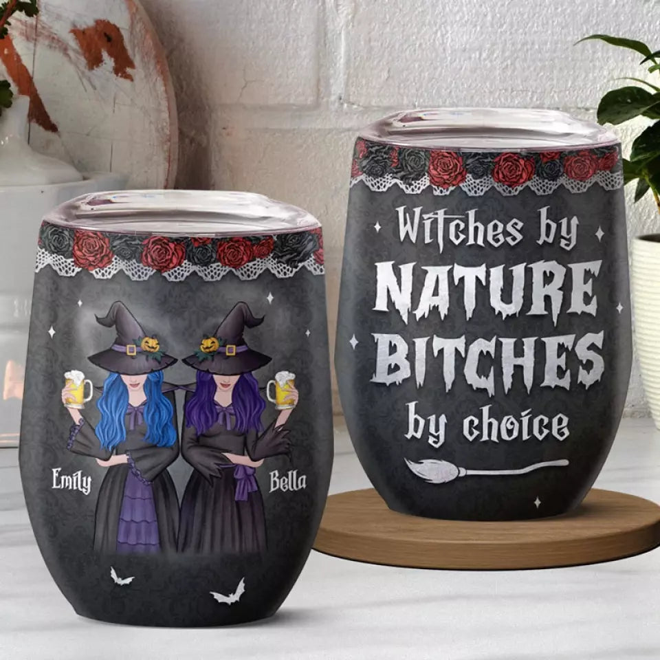 You're My Favorite Witch To Witch About Witches With - Bestie Personalized Custom Wine Tumbler - Halloween Gift For Best Friends, BFF, Sisters