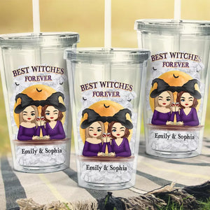 The Best Witches Forever - Bestie Personalized Custom Clear Acrylic Tumbler - Halloween Gift For Best Friends, BFF, Sisters