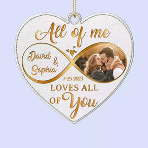 Custom Photo With You, Life Feels Like Heaven - Couple Personalized Custom Leather Ornament - Christmas Gift For Husband Wife, Anniversary