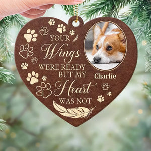 Custom Photo A Pawprint On My Heart - Memorial Personalized Custom Leather Ornament - Christmas Gift, Sympathy Gift For Pet Owners, Pet Lovers