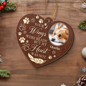 Custom Photo A Pawprint On My Heart - Memorial Personalized Custom Leather Ornament - Christmas Gift, Sympathy Gift For Pet Owners, Pet Lovers