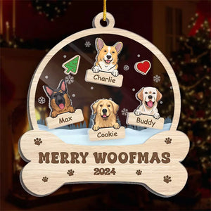 Barking Around The Christmas Tree - Dog Personalized Custom 3 Layers Shaker Ornament - Christmas Gift For Pet Owners, Pet Lovers