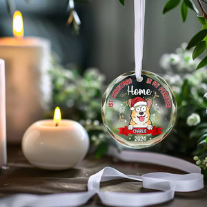 A Pawsitively Purrfect Christmas - Dog & Cat Personalized Custom Circle Glass Ornament - Christmas Gift For Pet Owners, Pet Lovers, First Christmas