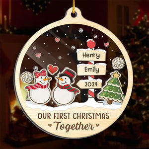 Our First Christmas Married - Couple Personalized Custom 3 Layers Shaker Ornament - Christmas Gift For Husband Wife, Anniversary, First Christmas