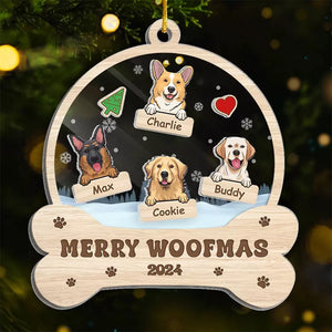 Barking Around The Christmas Tree - Dog Personalized Custom 3 Layers Shaker Ornament - Christmas Gift For Pet Owners, Pet Lovers