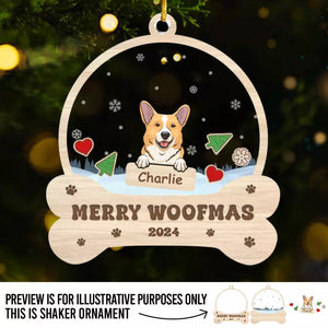 Barking Around The Christmas Tree - Dog Personalized Custom 3 Layers Shaker Ornament - Christmas Gift For Pet Owners, Pet Lovers