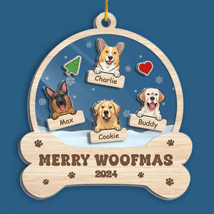 Barking Around The Christmas Tree - Dog Personalized Custom 3 Layers Shaker Ornament - Christmas Gift For Pet Owners, Pet Lovers