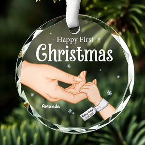 Tiny Hands, Big Dreams - Family Personalized Custom Circle Glass Ornament - Christmas Gift For Baby Kids, Newborn Baby