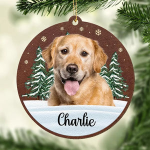 Custom Photo Dogs Leave Their Paw Prints On Our Hearts - Memorial Personalized Custom Leather Ornament - Christmas Gift, Sympathy Gift For Pet Owners, Pet Lovers