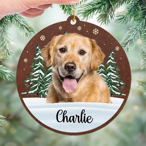 Custom Photo Dogs Leave Their Paw Prints On Our Hearts - Memorial Personalized Custom Leather Ornament - Christmas Gift, Sympathy Gift For Pet Owners, Pet Lovers