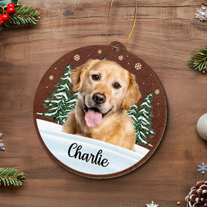 Custom Photo Dogs Leave Their Paw Prints On Our Hearts - Memorial Personalized Custom Leather Ornament - Christmas Gift, Sympathy Gift For Pet Owners, Pet Lovers