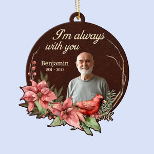 Custom Photo Forever By My Side - Memorial Personalized Custom Leather Ornament - Christmas Gift, Sympathy Gift For Family Members