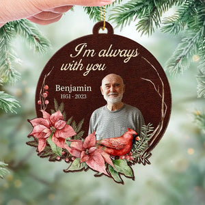 Custom Photo Forever By My Side - Memorial Personalized Custom Leather Ornament - Christmas Gift, Sympathy Gift For Family Members