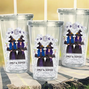 We Are Classy Sassy Witches - Bestie Personalized Custom Clear Acrylic Tumbler - Halloween Gift For Best Friends, BFF, Sisters