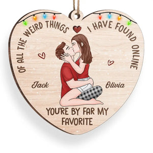 Kissing You Is Like Drinking A Shot Of Happiness - Couple Personalized Custom Ornament - Wood Custom Shaped - Christmas Gift For Husband Wife, Anniversary