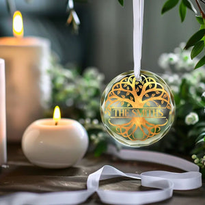 Our Family's Resilient, Enduring Tree - Family Personalized Custom Circle Glass Ornament - Christmas Gift For Family Members