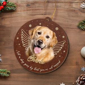 Custom Photo Missing You With Every Heartbeat - Memorial Personalized Custom Leather Ornament - Christmas Gift, Sympathy Gift For Pet Owners, Pet Lovers