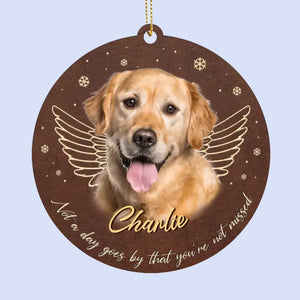 Custom Photo Missing You With Every Heartbeat - Memorial Personalized Custom Leather Ornament - Christmas Gift, Sympathy Gift For Pet Owners, Pet Lovers