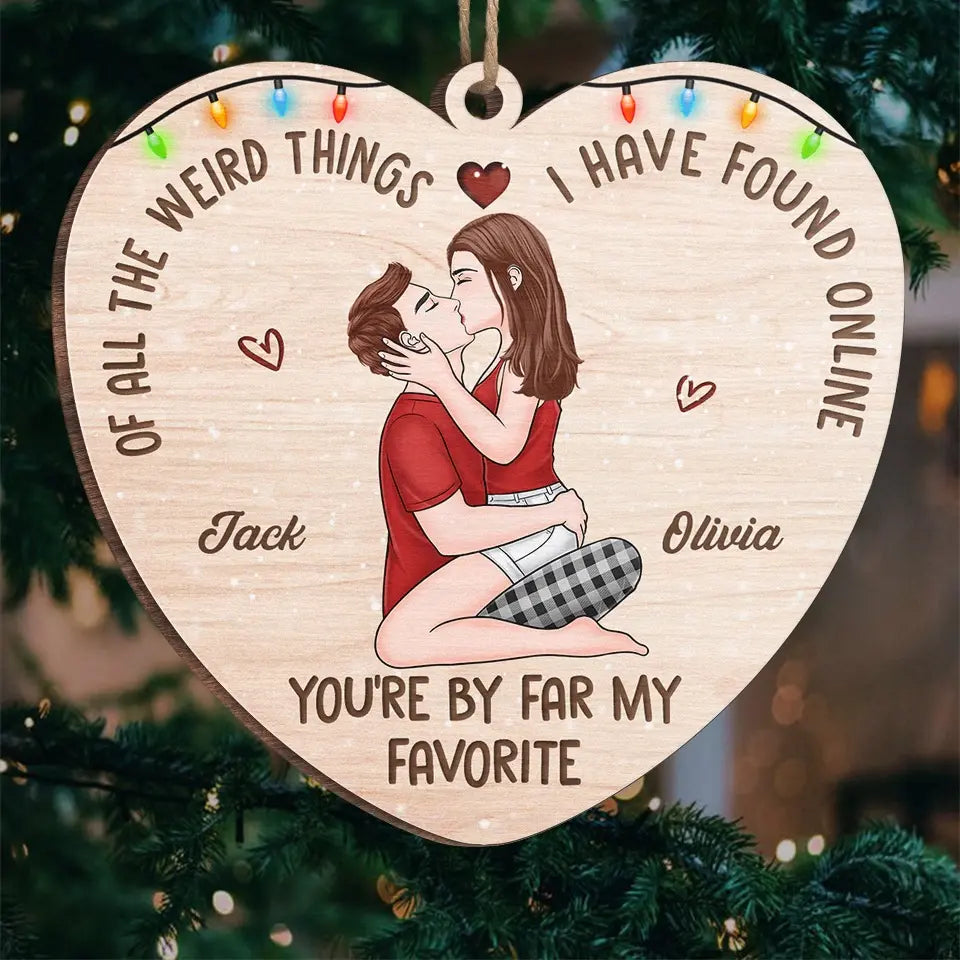 Kissing You Is Like Drinking A Shot Of Happiness - Couple Personalized Custom Ornament - Wood Custom Shaped - Christmas Gift For Husband Wife, Anniversary