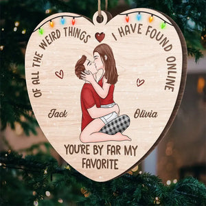 Kissing You Is Like Drinking A Shot Of Happiness - Couple Personalized Custom Ornament - Wood Custom Shaped - Christmas Gift For Husband Wife, Anniversary