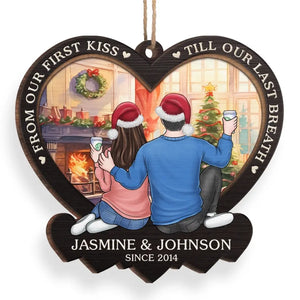 Two Hearts As One, Blossoming In Endless Love - Couple Personalized Custom Ornament - Wood Custom Shaped - Christmas Gift For Husband Wife, Anniversary