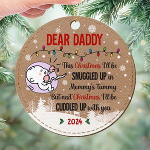 Next Christmas I'll Be Cuddled Up With You - Family Personalized Custom Leather Ornament - Christmas Gift For Family Members, Baby Kids, Newborn Baby