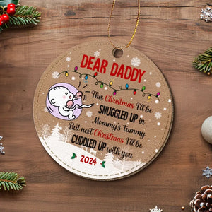 Next Christmas I'll Be Cuddled Up With You - Family Personalized Custom Leather Ornament - Christmas Gift For Family Members, Baby Kids, Newborn Baby