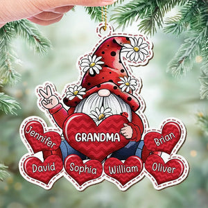 Grandma's Cherished Ornament, A Heartfelt Token Of Our Love - Family Personalized Custom Leather Ornament - Christmas Gift For Grandma