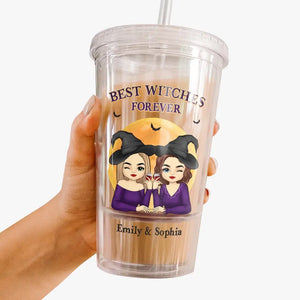 The Best Witches Forever - Bestie Personalized Custom Clear Acrylic Tumbler - Halloween Gift For Best Friends, BFF, Sisters