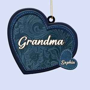 Grandmothers Are The Heart Of The Family - Family Personalized Custom Leather Ornament - Christmas Gift For Grandma