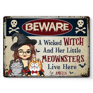 Warning To Trespassers On Witches' Property - Cat Personalized Custom Home Decor Metal Sign - House Warming Gift, Halloween Gift For Pet Owners, Pet Lovers