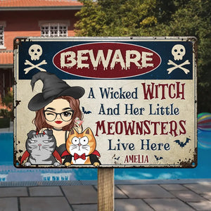 Warning To Trespassers On Witches' Property - Cat Personalized Custom Home Decor Metal Sign - House Warming Gift, Halloween Gift For Pet Owners, Pet Lovers