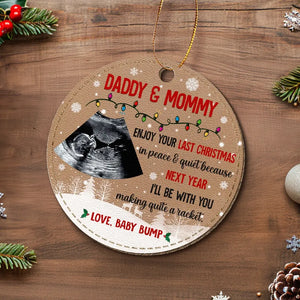 Custom Photo Next Year I'll Be With You - Family Personalized Custom Leather Ornament - Christmas Gift For Baby Kids, Newborn Baby