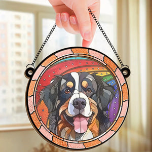 Custom Photo A Guardian Angel With A Wagging Tail - Memorial Personalized Window Hanging Suncatcher - Sympathy Gift For Pet Owners, Pet Lovers