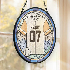 Gear Up And Hit The Field With Confidence - Personalized Custom Stained Glass Window Hanging Suncatcher - Gift For Sport Lovers, Sport Players